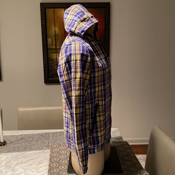 Huf Small Plaid Catalina Zip Up Jacket Hoodie Drawstring Elastic Cuff Hem - Picture 4 of 7